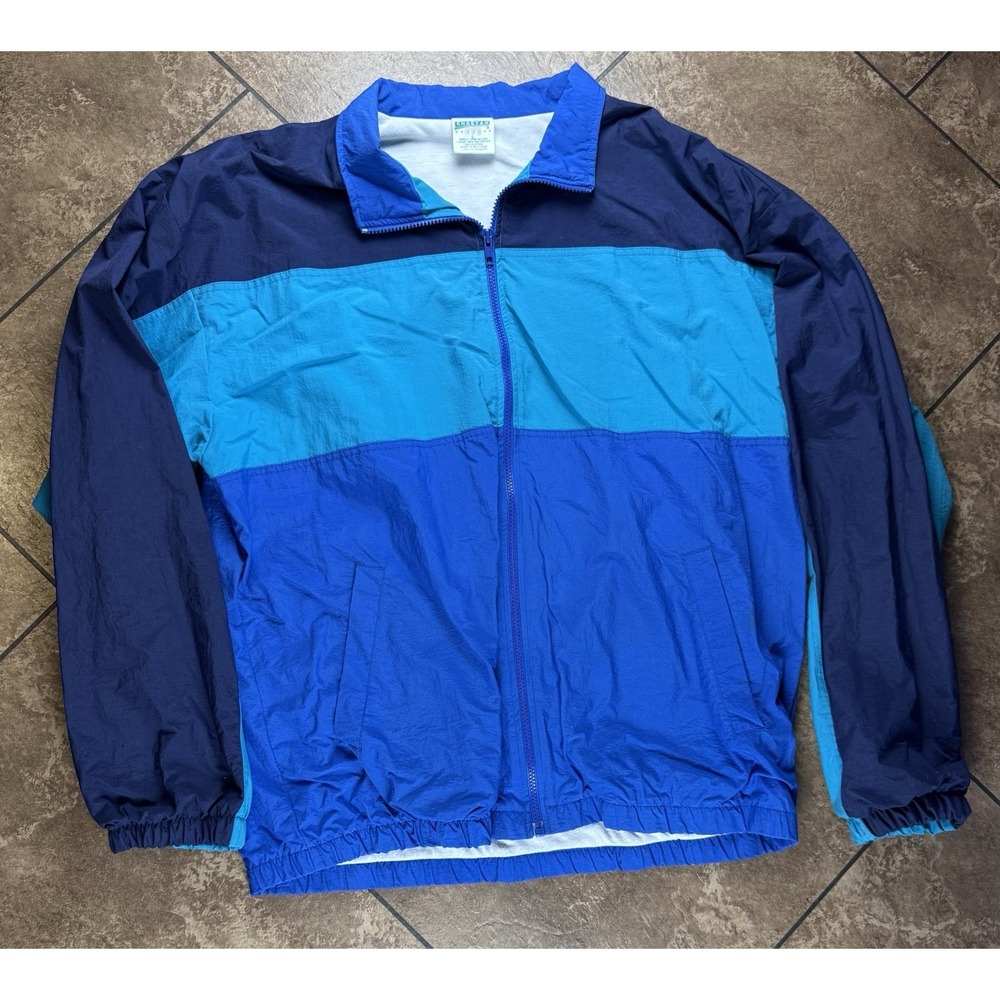 Vintage 90s Cheetah Mervyn's Colorblock Windbreaker Track Jacket Unisex Large